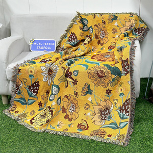 Bojay 도매 면 폴리에스터 많은 주식 색상 130 160cm 사용자 정의 디자인 피크닉 짠 소파 던지기 담요 - Product Image 2