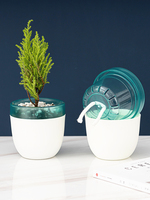 En gros Créatif Paresseux Auto-Arrosage En Plastique Pot De Fleur Jardin Intelligent Paresseux Pot De Fleur Artificielle Décorative Pots de Fleurs Décor