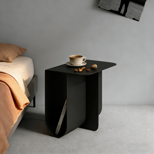 Scandinavische minimalistische metalen bijzettafel, nachtkastje van roestvrij staal met opbergruimte, moderne bankbijzettafel voor woonkamer en slaapkamer - Product Image 4