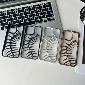 Coque de téléphone 3D en forme d'arête de poisson, creuse, avec bordure mate électro-plaquée, dissipation de chaleur, antichoc, pour <span class=keywords><strong>iPhone</strong></span> 13 14 15 16 Pro Max - Product Image 3