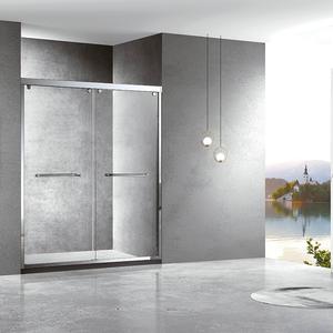 <span class=keywords><strong>Porte</strong></span> coulissante de salle de bain rectangulaire en verre avec cadre en aluminium de luxe, étanche, avec poulie, pour villas - Product Image 1