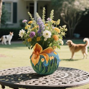 Pot Bunga Resin Langit Berbintang Oniya Factory Direct dengan Lubang Drainase, Lukisan Tangan, Unik dan Lucu untuk Tanaman Rambat, Kaktus - Product Image 5