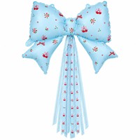 Ballon en aluminium de 21 pouces couleur macaron avec nœud à pompons et ruban imprimé floral cerise pour décorations de fête d'anniversaire
