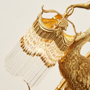 Pháp Rococo khách sạn ánh sáng chim đồng pha lê lớn Bảng Đèn cổ điển nhà phòng khách trang trí LED đồng bàn đèn - Product Image 4