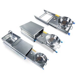 Réchaud de camping coulissant en acier inoxydable robuste, finition métal brossé, universel pour Sprinter, Transit, V90, camping-car, fourgonnette - Product Image 1