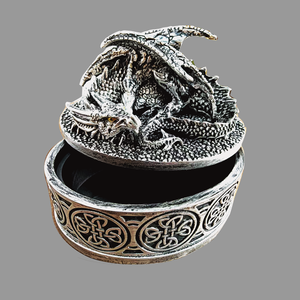 XinZhiRun шкатулка для украшений серебряного дракона-средневековый Фэнтезийный сундук с сокровищами с крышкой, Статуя Дракона, коллекционная декоративная подарочная коробка - Product Image 6
