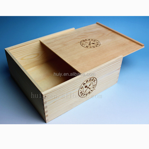 Export Unfinished Custom Logo Pine Natural Empty Cutlery Plain Slide Top Wood Gift Box Packaging Logo Wholesale With Sliding Lid