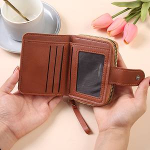 Factory Wholesale New Fashion Short Clasp Money Clip Student Coin Purse Female Leather Mini <b>Wallet</b> - Product Image 2