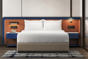 ชุดเฟอร์นิเจอร์ห้องนอนโรงแรมแบบประหยัดออกแบบได้ตามต้องการขนาดเดียวคู่กรอบหุ้มหัวเตียงโต๊ะข้างเตียงรวมอยู่ด้วย - Product Image 5