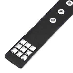 合金バックル3列ピラミッドスタッズ付きパンクロックスターレディースブラックPUレザーベルト（高品質） - Product Image 4