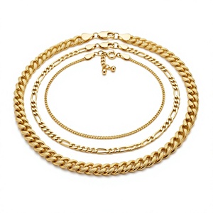 Cadena Cubana Chapada en Oro, Collar Figaro, Joyería de Moda Unisex para Hombres y Mujeres - Product Image 1