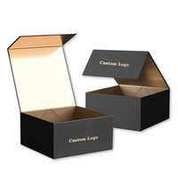 Emballage en papier de carton magnétique noir de luxe avec logo personnalisé estampage à chaud de boîtes d'expédition de cadeaux en or et en argent
