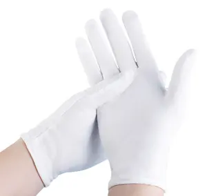 Lint free White Ceremonial Cotton Gloves Hot Sale Soft Inspection Magician White Gloves Reception Guard Gloves