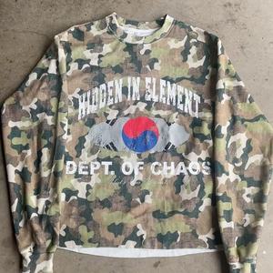 Camiseta de Manga Larga con Estampado DTG Completo, Estilo Vintage, Lavado Personalizado, Corte Holgado, Gruesa, de Algodón, con Diseño de Camuflaje y Textura Waffle Térmica - Product Image 4