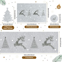 Lot de 19 sets de table de Noël gris en feutre avec sous-verres et porte-couverts pour la décoration de table à manger à la maison