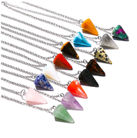 Pendules pointus à facettes hexagonales de pierres précieuses en cristal naturel fait à la main Reiki Chakra pendentif pendule pour la radiesthésie spirituelle
