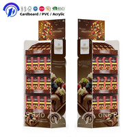 Étagère d'affichage en carton ondulé personnalisée, pliable, écologique, autoportante, pour la vente au détail de bonbons, de chocolat, de pain, de collations