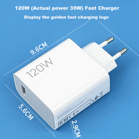 Chargeur mural USB-A rapide 120W QC 3.0 Prise EU Adaptateur d'alimentation à charge rapide pour les smartphones Android de la série Xiaomi