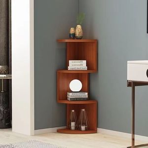 Estantería de esquina moderna con forma de <span class=keywords><strong>onda</strong></span>, estante de almacenamiento de exhibición de madera maciza para sala de estar, dormitorio, estudio, ahorro de espacio montado en la pared - Product Image 1