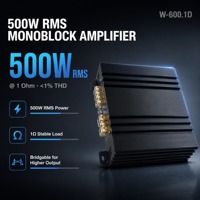 Amplificateur de subwoofer mono pour voiture 500W RMS, stable à 1 ohm, avec filtre subsonique, amplificateur de basses, amplificateur de puissance audio pour voiture