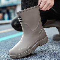 Bottes de pluie mi-mollet pour homme de style allemand 2025 pour un usage décontracté, le travail de livraison, la protection de sécurité - Bottes imperméables pour homme