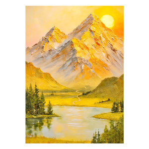 Peinture à l'huile peinte à la main, paysage de montagnes dorées, art pour décoration murale de salon, Style impressionniste, sans cadre, moderne - Product Image 5