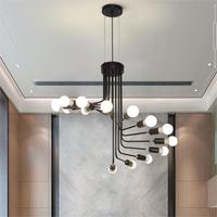 Lustre PM style industriel rétro américain en fer noir pour escalier en colimaçon, suspension décorative pour villa, salon et couloir