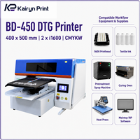 Nouvelle imprimante DTG BD1-450 400*500mm 15.7*19.7in 2 têtes I1600 CMYKW encre blanche qualité industrielle entièrement automatique à plat directe