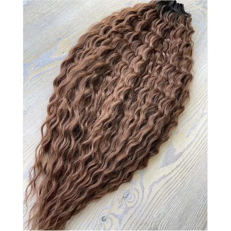 Ariel Jessica Onda de agua Trenzado de cabello Rusia Curl Onda profunda Venta al por mayor Pelo sintético de ganchillo Rojo Rosa Rubio Extensión de cabello ondulado