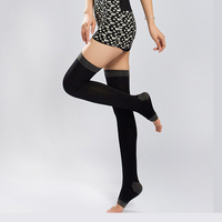 Bas de contention à compression, hauteur genou, à bout ouvert, grande taille, beige, pour un confort optimal des pieds et des jambes, chaussettes de sommeil hautes