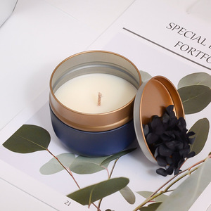Pot à bougie rond en fer blanc avec couvercle à vis, bougie parfumée à la cire de soja pour la décoration intérieure - Product Image 3