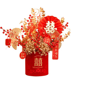 ของตกแต่งงานแต่งงานผลอะคาเซียสีแดง แจกันสีแดงพร้อมผลเบอร์รี่และพัดประดับตกแต่งสำหรับห้องจัดงานแต่งงานและตกแต่งบ้าน - Product Image 2