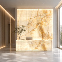 Dalle de marbre onyx blanc translucide poli, pierre naturelle de luxe, prix d'usine, pour revêtement mural de hall de villa