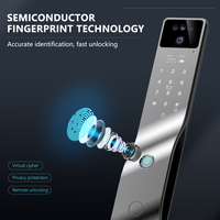 Serrure de porte intelligente biométrique entièrement automatique avec identification faciale, visiophone, surveillance à distance via l'application Tuya, compatible avec les portes en aluminium et en bois, Wi-Fi