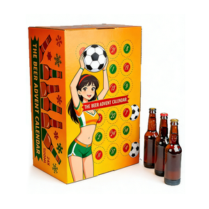 Boîte d'emballage de bière en carton ondulé réutilisable, design personnalisé, boîte de calendrier de l'avent de Noël de luxe, personnalisée avec insert - Product Image 3
