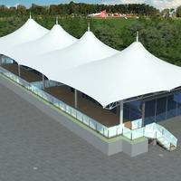 Toit sportif en membrane tendue certifiée pour charges de neige, en tissu PVDF, pour terrains de jeux multifonctions extérieurs