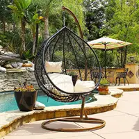 Altalene da giardino per esterni di Design originale sedia sospesa in vimini Rattan Patio uovo altalena sedia con supporto in metallo