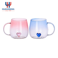 Tasse en verre borosilicate soufflé à la main avec poignée colorée, motif animal 3D de dessin animé, design moderne et minimaliste, pour usage au bureau, transparente
