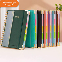 Carnet de notes personnalisé A5 en PU, reliure spirale, couverture rigide, pour les affaires, avec bande élastique, règle transparente et page d'indexation couleur