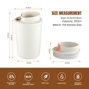 Everich 350ml thép không gỉ bên trong cốc cà phê bề mặt tùy biến cốc cà phê - Product Image 4