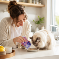 Pochette souple personnalisée pour aliments pour chats avec bec verseur, sachet vertical en aluminium pour animaux de compagnie, emballage liquide pour friandises humides