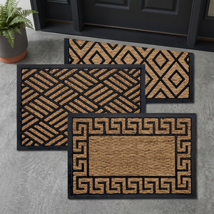 Felpudo Sahara Traditional Rectangular Door <b>Mat</b> Brown Geometric Design <b>Outdoor</b> Use Non-Slip Coir Flat Weave Medium Thickness - Product Image 2