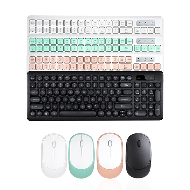 98 Keys PC Wireless Keyboard and Mouse Set USB Silent Ergonomic 2.4g Gaming Keyboard Mouse Combos for PC