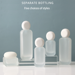 20ml 30ml 50ml 100ml 120ml 30g 50g 透明フロストガラスポンプボトルと白蓋付きジャーのセット、クリーム用容量 - Product Image 1