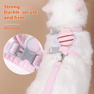 Intrekbare Hondenuitlaatriem En Kattenharnas Ademend Polyester Bandontwerp Solide Patroon Voor Puppy Kat Rugborst Pasvorm - Product Image 1