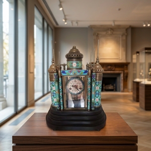 Reloj de Mezquita Antiguo Chino con Esmalte Cloisonné y Caja de Latón, con <span class=keywords><strong>Alarma</strong></span> y Sonido a las Medias y las Horas - Product Image 4