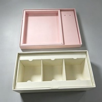 Boîte cadeau rigide personnalisée à 3 compartiments avec couvercle transparent en PET, boîte d'emballage divisée pour sachets de thé, sous-vêtements, cartes de jeu