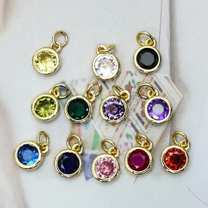 Mini pendentifs breloques DIY unisexes en alliage de cuivre plaqué or 18 carats, style punk mignon, avec zircon coloré et 12 pierres de naissance - Product Image 4