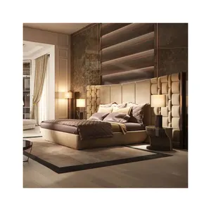 Роскошная итальянская кровать размера «King-Size», кожаная металлическая кровать, Современная бархатная мягкая двуспальная кровать размера «Queen-Size»