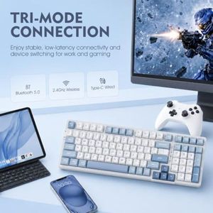 Teclado Mecánico para Juegos OEM ODM V98ProV3 Actualizado, Tri-Modo BT/USB/2.4G, Interruptores Intercambiables en Caliente, Lubricación Previa, Switches Ice Cream, Gasket S - Product Image 3